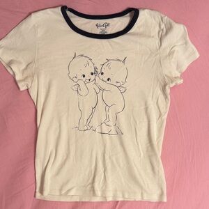 Brandy Melville Cream Tee with Black Trim